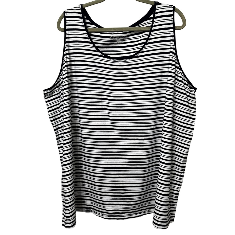 Catherines Suprema‎ Collection Black White Striped Tank Top 4X 30/32W Sleeveless
